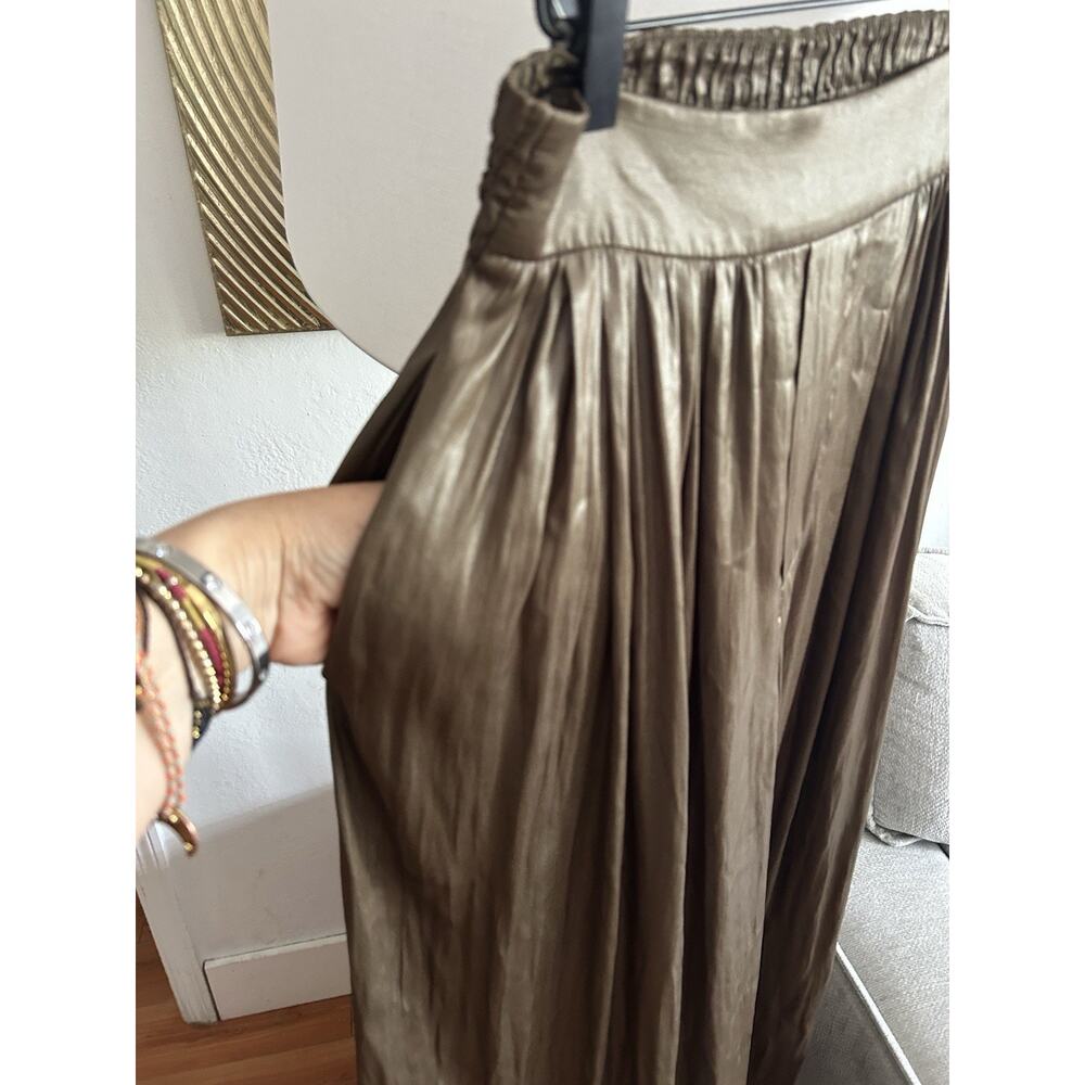 Zara Khaki Olive Liquid Palazzo S Wide Leg Trousers - Picture 5 of 12